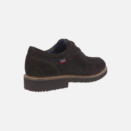 Zapatos de cordones para hombre en serraje marrón
