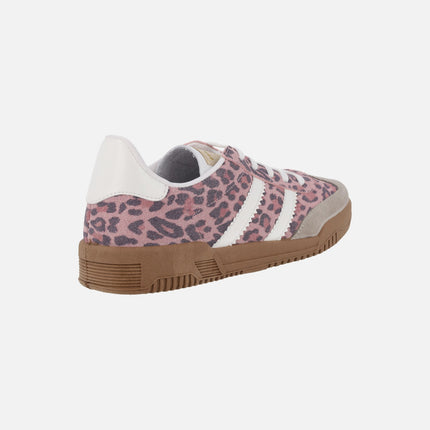 Zapatillas deportivas en serraje print leopardo con suela caramelo