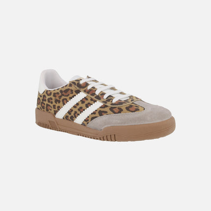 Zapatillas deportivas en serraje print leopardo con suela caramelo
