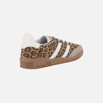 Zapatillas deportivas en serraje print leopardo con suela caramelo