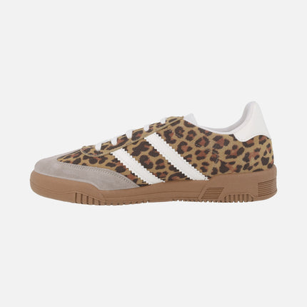 Zapatillas deportivas en serraje print leopardo con suela caramelo
