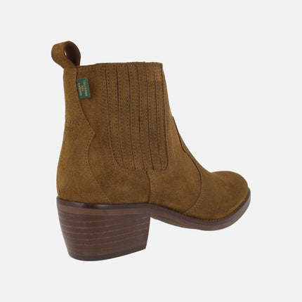 Botines de tacón estilo chelsea en serraje oil capuccino DKT73