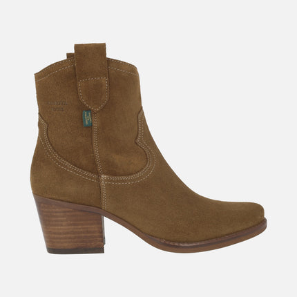 Botines de tacón en serraje oil capuccino DKT98