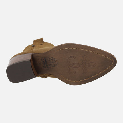 Botines de tacón en serraje oil capuccino DKT98