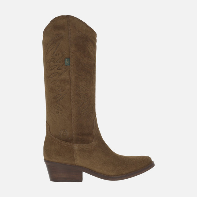 Botas de serraje estilo cowboy con bordados DKT67 Oil capuccino
