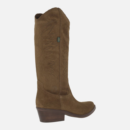 Botas de serraje estilo cowboy con bordados DKT67 Oil capuccino