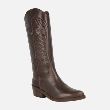Botas de piel estilo cowboy con bordados DKT67