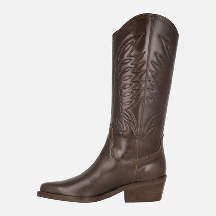 Botas de piel estilo cowboy con bordados DKT67