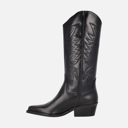 Botas de piel estilo cowboy con bordados DKT67