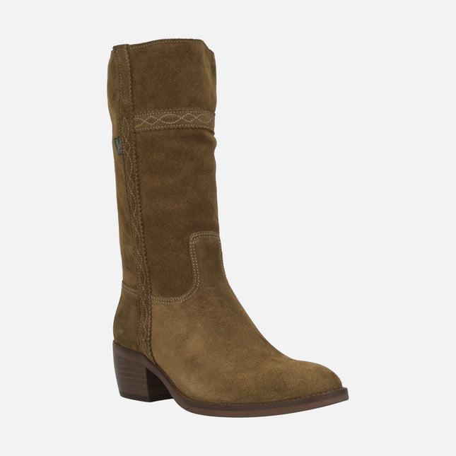 Botas Dakota 476 en piel serraje con tacón bajo