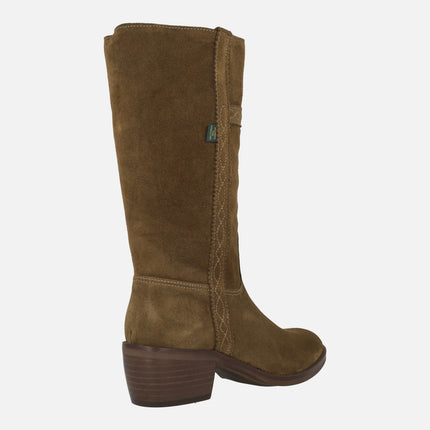 Botas Dakota 476 en piel serraje con tacón bajo