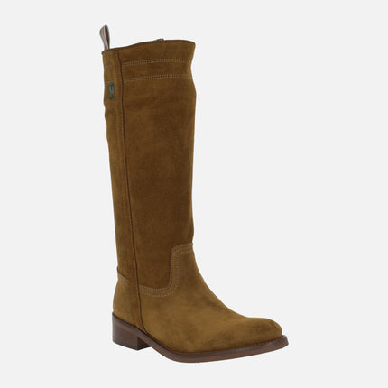 Botas altas estilo cartujanas en serraje oil capuccino B13 de Dakota