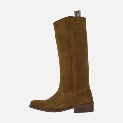 Botas altas estilo cartujanas en serraje oil capuccino B13 de Dakota