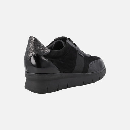 Deportivos multi material en combinado negro con elásticos