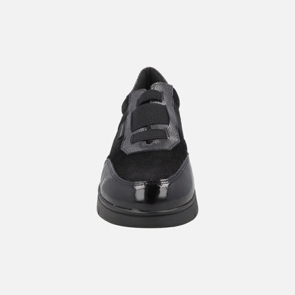 Deportivos multi material en combinado negro con elásticos