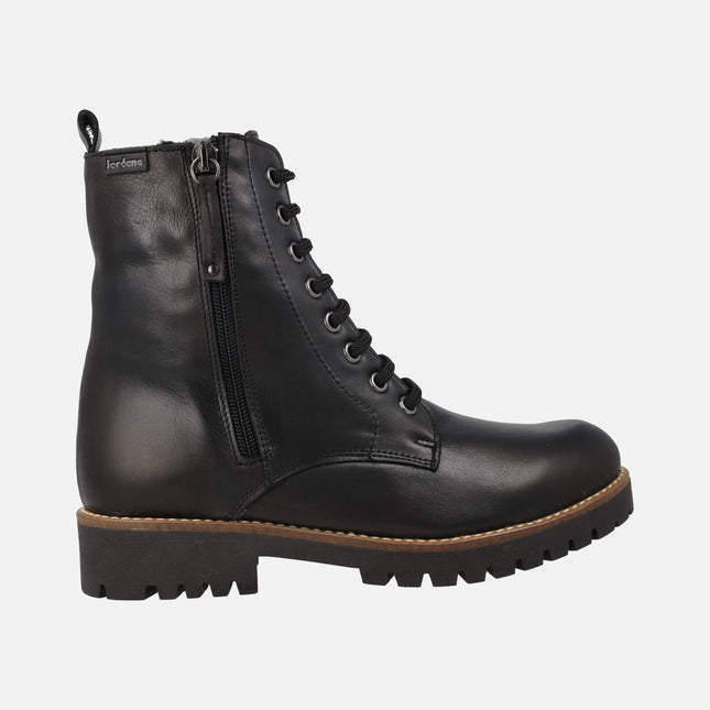 Botines de piel estilo militar con cordones y cremallera exterior