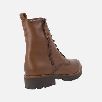 Botines de piel estilo militar con cordones y cremallera exterior