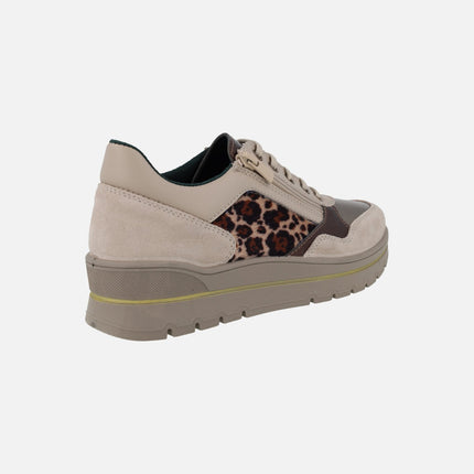 Zapatos deportivos en combinado leopardo con cremallera lateral