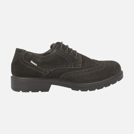 Zapatos de cordones para hombre pala vega en serraje marrón con membrana Gore tex