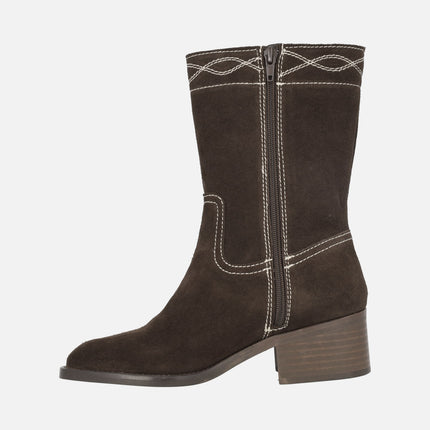 Botas Thalia en piel serraje con media caña y cremallera