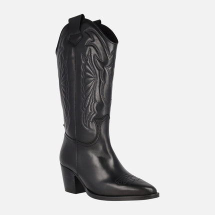 Botas altas Roxana estilo cowboy con tacón alto y bordados