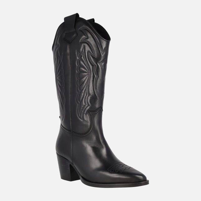 Botas altas Roxana estilo cowboy con tacón alto y bordados