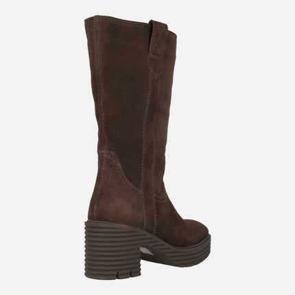 Botas de piel Debora con tacón ancho y plataforma