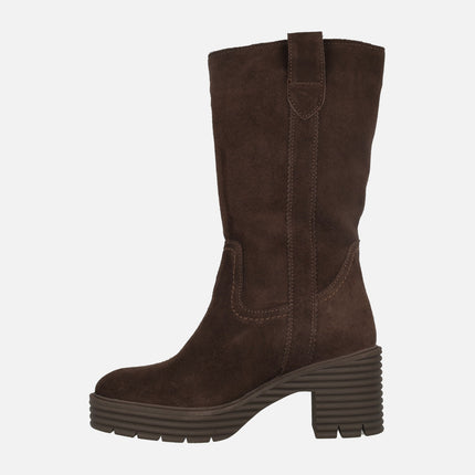 Botas de piel Debora con tacón ancho y plataforma