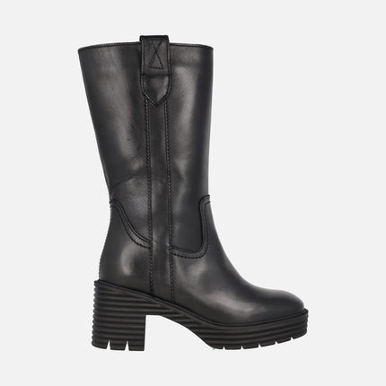 Botas de piel Debora con tacón ancho y plataforma