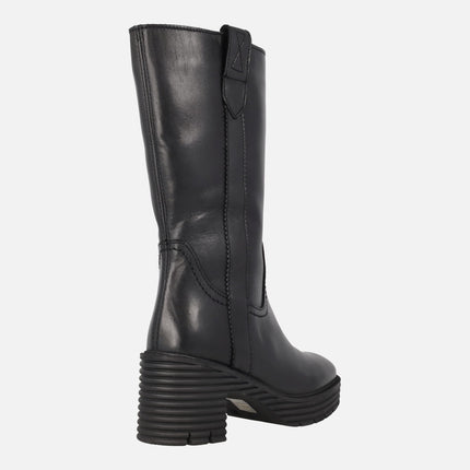 Botas de piel Debora con tacón ancho y plataforma