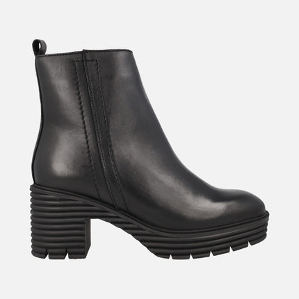 Botines negros de piel Malka con tacón y plataforma