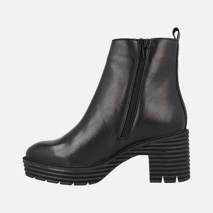 Botines negros de piel Malka con tacón y plataforma