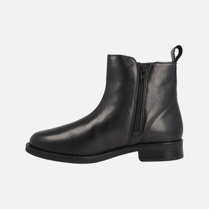 Botines combinados en piel y tejido negros con adorno metálico