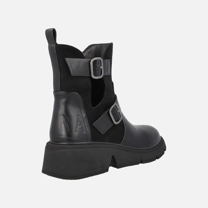 Botines tipo motorista para mujer en color negro
