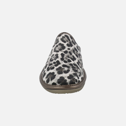 Zapatillas de casa para mujer en animal print leopardo Niger gris