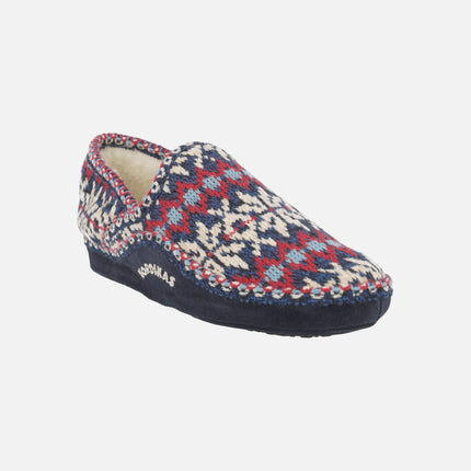 Zapatillas de casa cerradas para mujer en lana Formigal marino