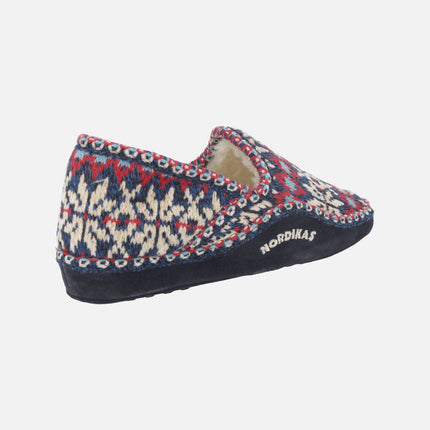 Zapatillas de casa cerradas para mujer en lana Formigal marino