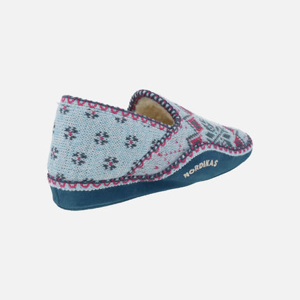 Zapatillas de casa cerradas para mujer en lana Heidi Zafiro