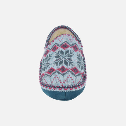 Zapatillas de casa cerradas para mujer en lana Heidi Zafiro