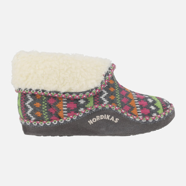 Zapatillas de casa abotinadas para mujer en lana Panticosa gris