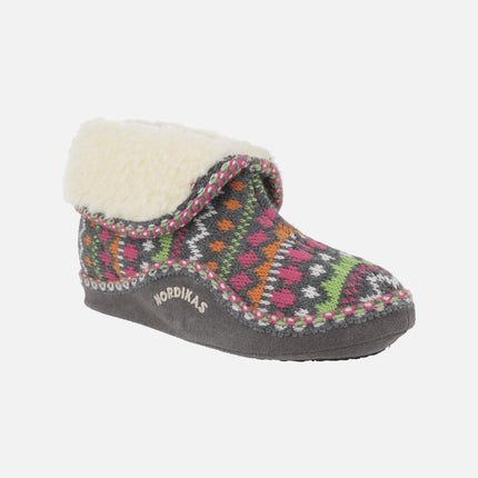 Zapatillas de casa abotinadas para mujer en lana Panticosa gris