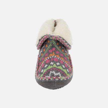 Zapatillas de casa abotinadas para mujer en lana Panticosa gris