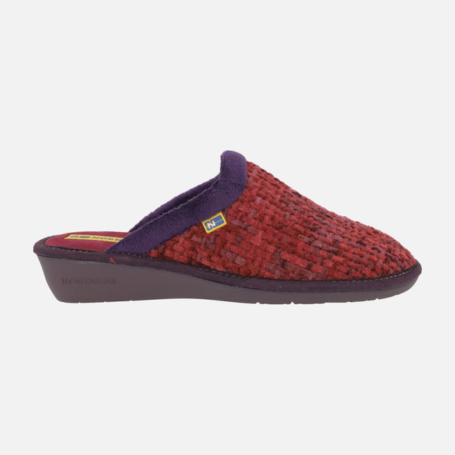 Zapatillas de casa descalzas para mujer en tejido Quebec Rubí
