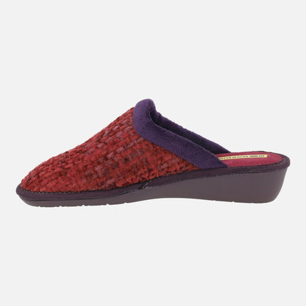 Zapatillas de casa descalzas para mujer en tejido Quebec Rubí