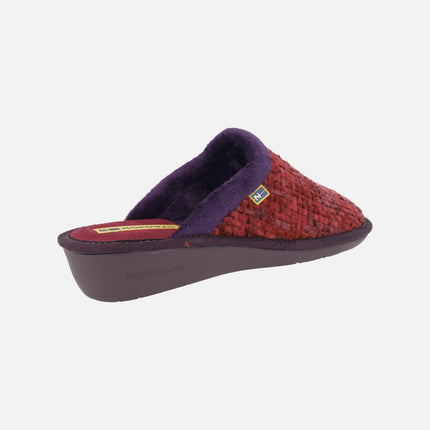 Zapatillas de casa descalzas para mujer en tejido Quebec Rubí