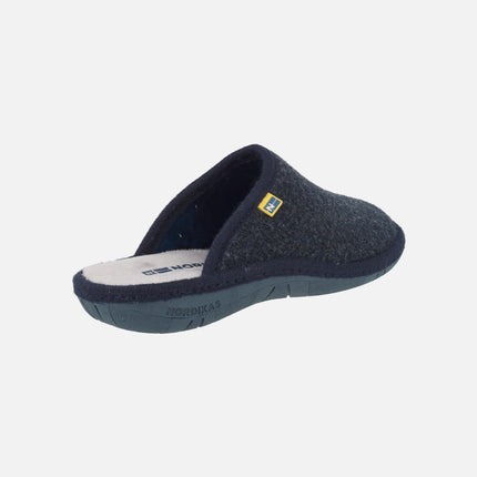 Zapatillas de casa descalzas para hombre en tejido Tirol marino