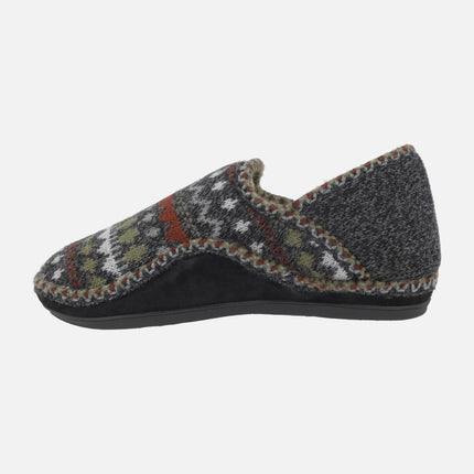 Zapatillas de casa cerradas para hombre en lana Panticosa negro