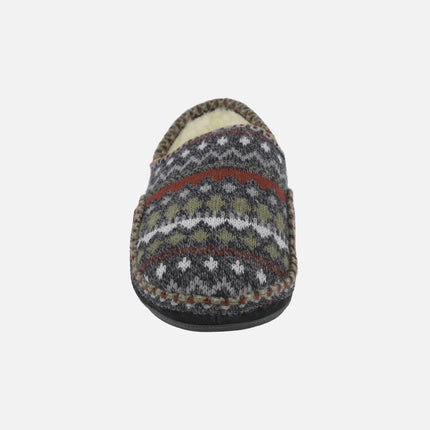 Zapatillas de casa cerradas para hombre en lana Panticosa negro