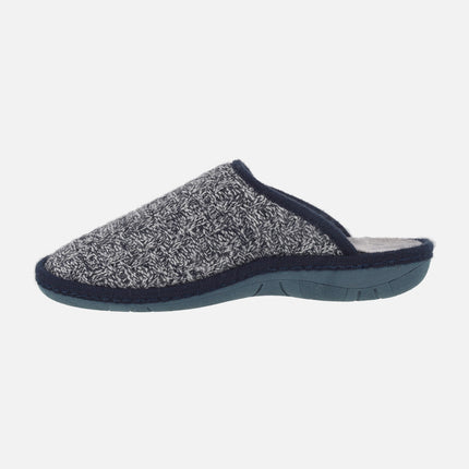 Zapatillas de casa descalzas para hombre en lana Baqueira marino