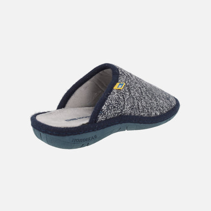 Zapatillas de casa descalzas para hombre en lana Baqueira marino